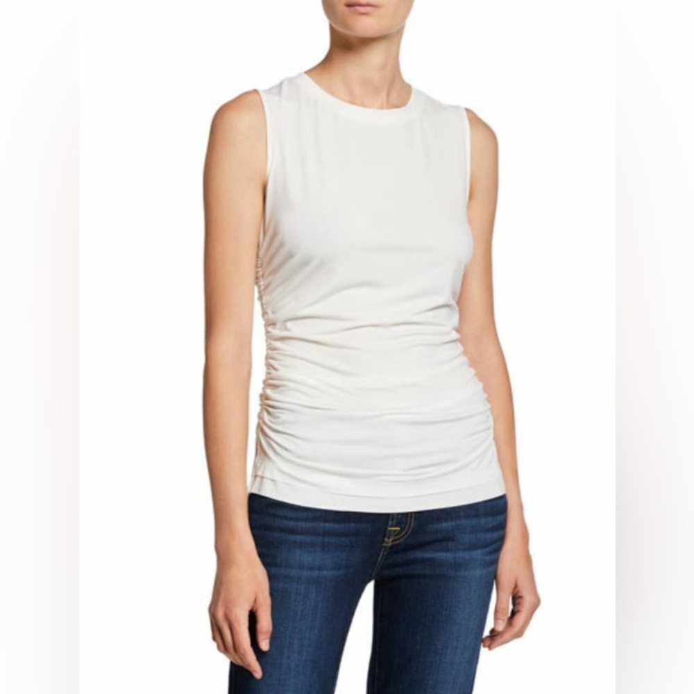 Kobi Halperin Eden Sleeveless Ruched Tank Top White Size Small